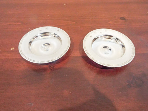 Vintage Pair Mappin & Webb Solid Sterling Armada Plates 3.75" Dishes 1968 4.4oz