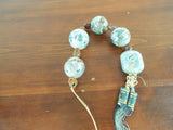 Vintage Reverse Painted Peking Glass Prayer Beads 5 Large 1.5" Unique Jewelry