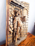 Antique 1920s Black Forest Wood Carving 3 D Art Sculpture German Art Soldier