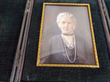 Antique Miniature Cased Painting Of A Bejeweled Lady 1920s Leather Travel Case