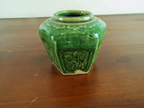 Antique Set Of 3 Chinese Glazed Ginger Jars Hexagonal Clay Containers Home Decor