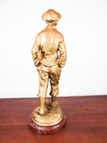 Antique French Sculpture Whistler After Bruonon Made In Paris 19thC Signed Metal