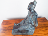 Vintage Mexican Bronze Art Sculpture Carlos Aguirre 4/8 Signed Art Rural Woman