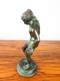 Antique 19th C 10" Bronze Art Sculpture Satyr Faun With Cymbals After Duchemin