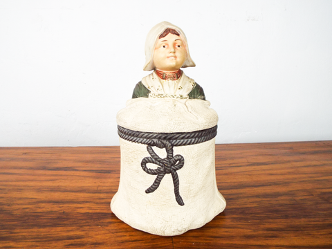 Antique 1890s German Figurative Tobacco Jar Munich Maid Signed Johann Marasch