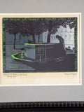 Framed Art Wood Engraving 1960s Maurizzio Allesandri Torino Monk At The Fountain