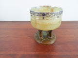 Antique 1910s British Sterling Clad Import Bronze Stone Gem Inset Bowl S & C