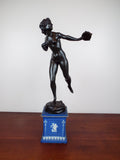 Vintage German Bronze Sculpture Bacchante Dancing Female Signed Lina Muller 1930