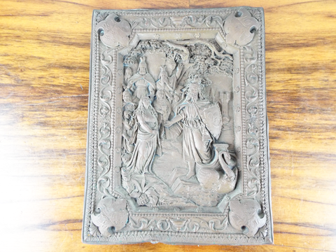 Antique 19thC Bas Relief Copper Art Engraved Panel Ancient Warrior Peartree & Co