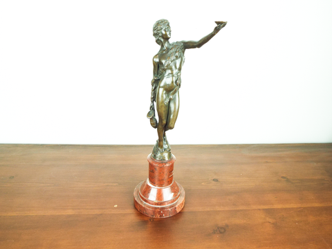 19th C Hans Von Glumer German Bronze Dionysus Sculpture W & P Gladenbeck Mounted