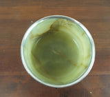 Antique 1910s British Sterling Clad Import Bronze Stone Gem Inset Bowl S & C