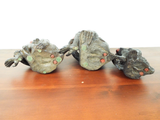 Antique Set Of 3 Japanese Carved Wooden Monkeys 1920s Showa Period Sculptures