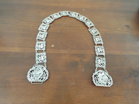 Antique English Sterling Ladies Art Nouveau Belt 1903 Diana Huntress 27"Necklace