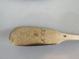 Antique 19th C American German Coin Silver Teaspoons Set Of 4 Fiddleback Design