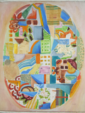 Original Abstract Art Collage Oil On Canvas Painting Signed M Guggenheim J Meyer