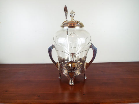 Antique Jugendstil Covered Punch Bowl W Ladle Kayser German Art Nouveau 1900