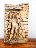 Antique 1920s Black Forest Wood Carving 3 D Art Sculpture German Art Soldier