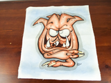 Vintage Art Bizarre Oil On Canvas Monster Painting American Artist Signed ROD
