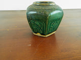 Antique Set Of 3 Chinese Glazed Ginger Jars Hexagonal Clay Containers Home Decor