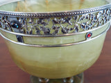 Antique 1910s British Sterling Clad Import Bronze Stone Gem Inset Bowl S & C