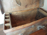 Vintage WW2 British Military Officers Heavy Leather Travel Trunk Case Lt Poupard
