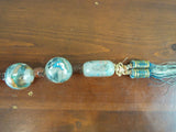 Vintage Reverse Painted Peking Glass Prayer Beads 5 Large 1.5" Unique Jewelry