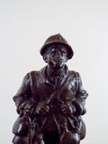 Max Blondat Bronze Sculpture WW1 French Soldier Le Pinard Signed Valsuani France