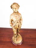 Antique French Sculpture Whistler After Bruonon Made In Paris 19thC Signed Metal
