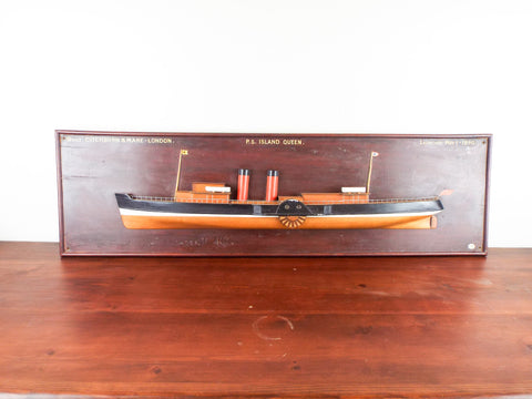 Antique 19th C Paddle Steamer Ship Half Hull Display English Maker 1890 London
