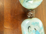 Vintage Reverse Painted Peking Glass Prayer Beads 5 Large 1.5" Unique Jewelry