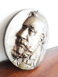 Antique Heavy 12" Bronze Metal Roundel Gentlemans Bust Wall Art 19th C Repousse