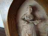 Antique Italian Sculpture Palomella Wood Cased Artwork Lady Mandolin 19th C