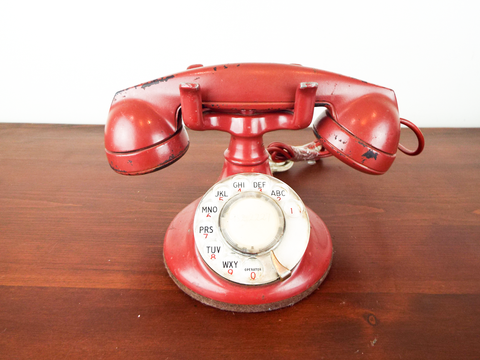 Antique Western Electric 102 B1 Oval Rotary Telephone Factory Red Made In USA