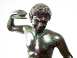Antique 19th C 10" Bronze Art Sculpture Satyr Faun With Cymbals After Duchemin