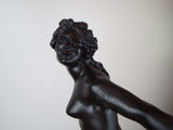 Vintage German Bronze Sculpture Bacchante Dancing Female Signed Lina Muller 1930