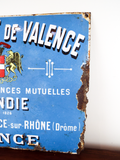 Antique Bowed French Enamel Advertising Sign Mutual Fire Insurance Valence 1920s