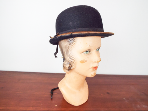 Antique Equestrian Horse Derby Helmet Hunting Bowler Hat Preece & Curtis 6 7/8