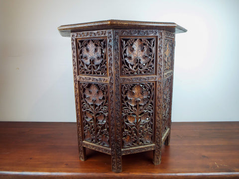 Antique Anglo Indian Decorative Octagonal Side Table Folding Base English Market