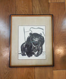 Jirayr Zorthian 1953 California Artist Signed Ink Art Vintage Bear Animal