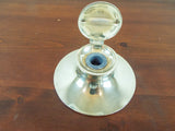 Antique English Sterling Silver Capstan Inkwell Edwardian 1906 Desk Accessory