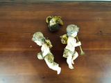Antique Wooden German Carved Figures Set Of 3 Cherubs Putti Christmas Decor 1910