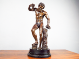 Antique 19th C Large Bronze Art Sculpture Satyr With Cymbals Duchemin Grand Tour