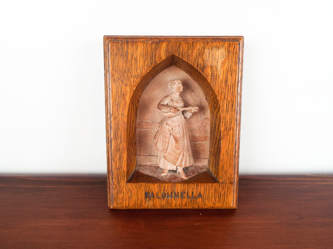 Antique Italian Sculpture Palomella Wood Cased Artwork Lady Mandolin 19th C