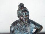 Vintage Mexican Bronze Art Sculpture Carlos Aguirre 4/8 Signed Art Rural Woman