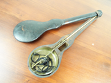 Antique Chinese Opium Scales 19thC Wooden Travel Set Bone Handle Signed Stamped