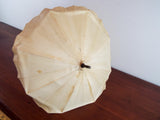 Antique Victorian Folding Carriage Cream Parasol Ebony Handle Sunbrella 1870s