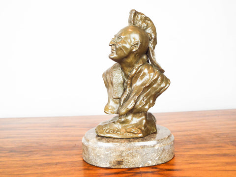 Original Iroquois Chief Bronze Sculpture Bust Signed James Regimbal Statue 1975