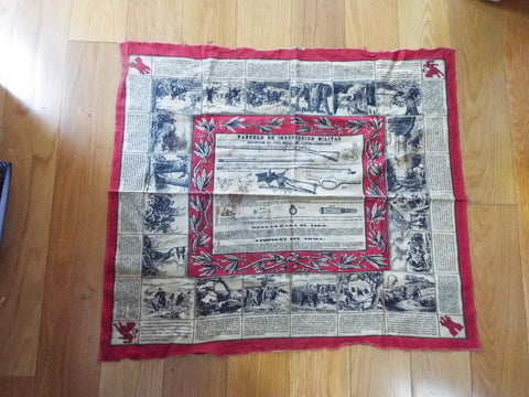 Orig Spanish American War Remington Bandana Instructional Military Scarf 1880s