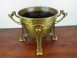 Antique Arts & Crafts Large Planter Heavy Brass Strapwork Art Nouveau Style 1900