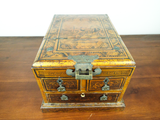 1920s 30s Asian Lacquer Jewelry Box Folding Mirror Chinese Travel Dressing Box